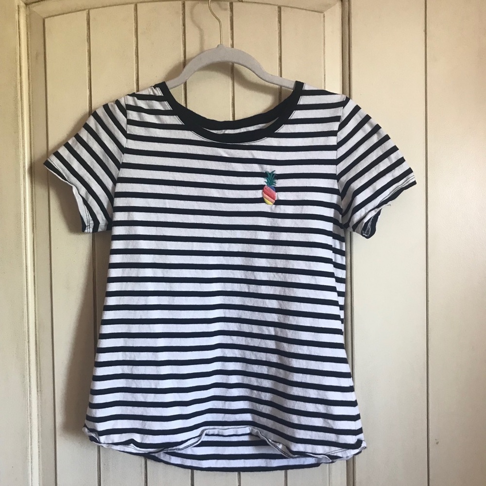 black and white striped tee